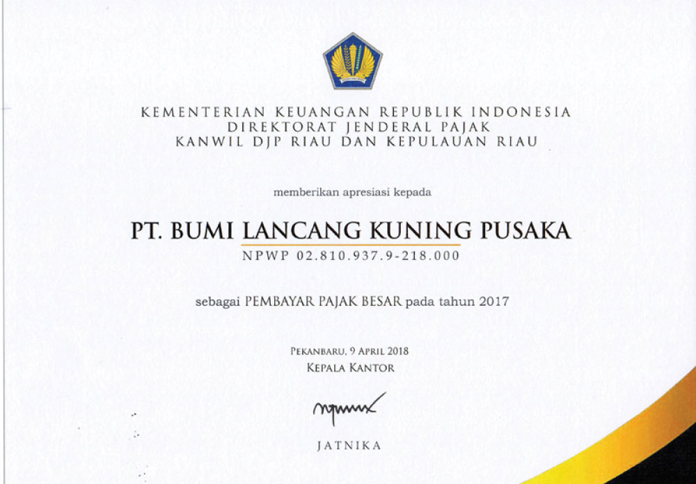 Penghargaan Pembayaran Pajak Besar Tahun 2017.